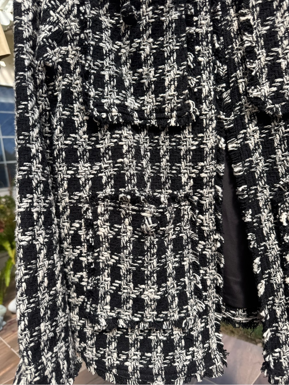 Women's Black & Cream Tweed Jacket - Classic Bouclé Coat - Picture 2 of 4